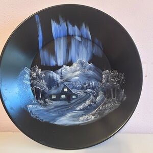Black and Blue Hand-Painted Scenic Alaska Pan